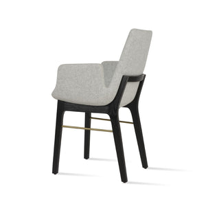 Soho Concept Eiffel Arm Wood Counter & Bar Dining Chair - Solid Wood, Wool Upholstery, 10-year Guarantee, Dark Grey Ash,Brass,Silver  Soho-concept-dining-chair-02796