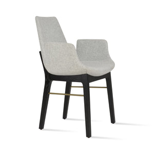 Soho Concept Eiffel Arm Wood Counter & Bar Dining Chair - Solid Wood, Wool Upholstery, 10-year Guarantee, Dark Grey Ash,Brass,Silver  Soho-concept-dining-chair-02796