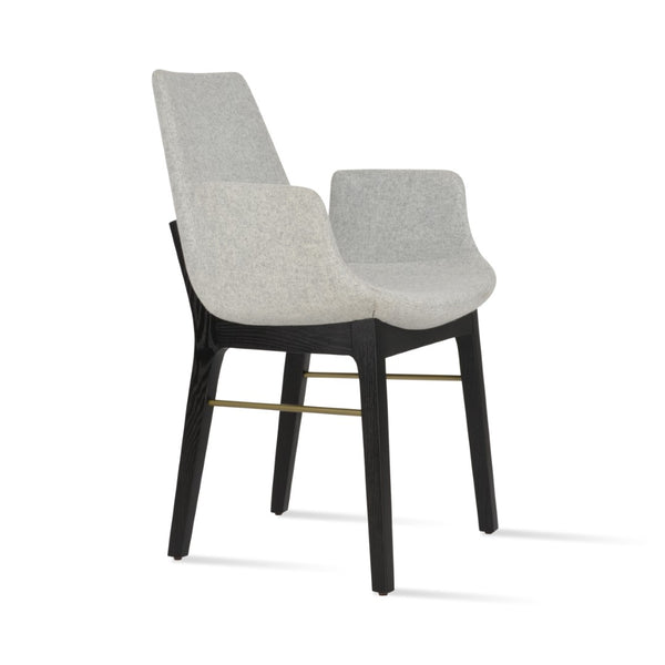 Soho Concept Eiffel Arm Wood Counter & Bar Dining Chair - Solid Wood, Wool Upholstery, 10-year Guarantee, Dark Grey Ash,Brass,Silver  Soho-concept-dining-chair-02796