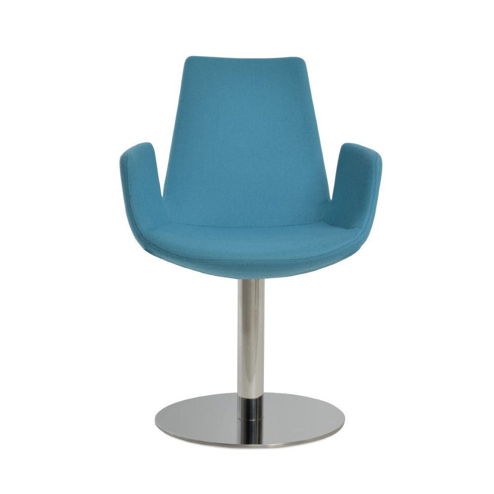 Soho Concept Eiffel Adjustable Arm Piston Stool With Footrest - Premium Camira Wool & Boucle Fabrics, 10-year Guarantee Turquoise  Soho-concept-dining-chair-02802