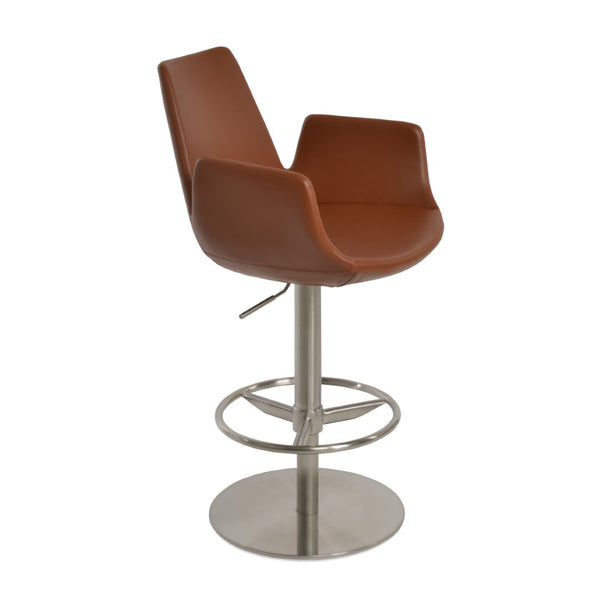 Soho Concept Eiffel Arm Barstools & Counterstools With Full Footrest - Stylish Leatherette, 2-year Guarantee! Brushed Steel Hazelnut  Soho-concept-dining-chair-06755