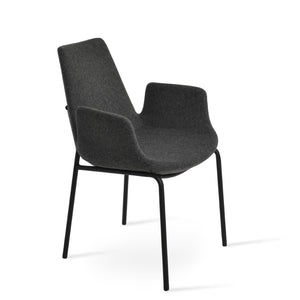 Soho Concept Eiffel Arm Wire Counter & Bar Chair - Stylish Wool Fabric, 10-year Guarantee, Modern Design, Dark Grey Black,Dark Grey  Soho-concept-dining-chair-02810