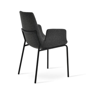 Soho Concept Eiffel Arm Wire Counter & Bar Chair - Stylish Wool Fabric, 10-year Guarantee, Modern Design, Dark Grey Black,Dark Grey  Soho-concept-dining-chair-02810