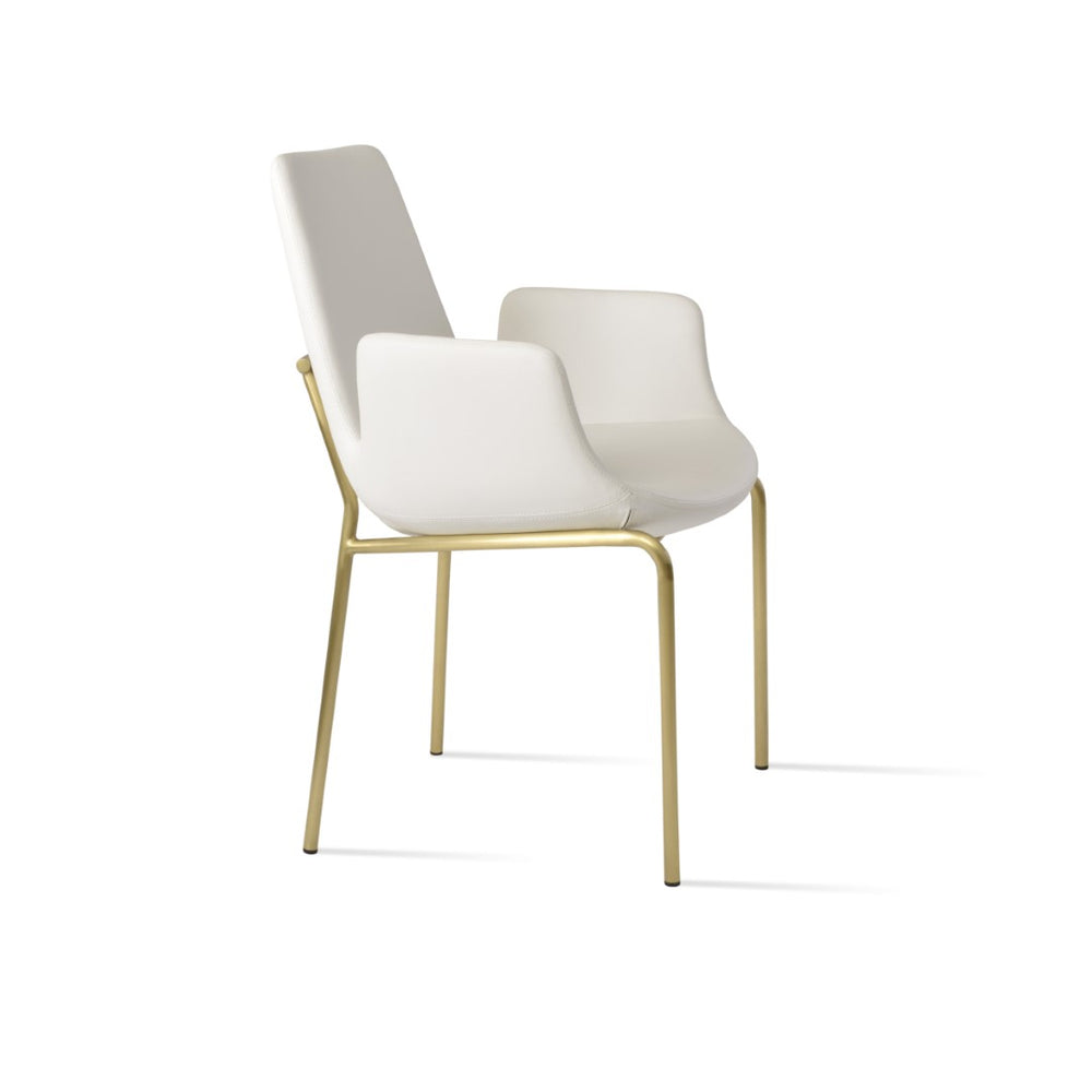 Soho Concept Eiffel Arm Office Chair With Adjustable Height, Premium Leatherette, And 2-year Guarantee – Limited Stock! Brass,White  Soho-concept-dining-chair-02815
