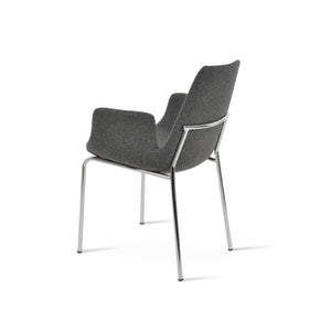 Soho Concept Eiffel Arm Galata Dining Chair - Stylish Wool Upholstery, Brass Finish, 10-year Guarantee, Durable Design Dark Grey,Chrome Steel Tubular Legs Soho-concept-dining-chair-02818