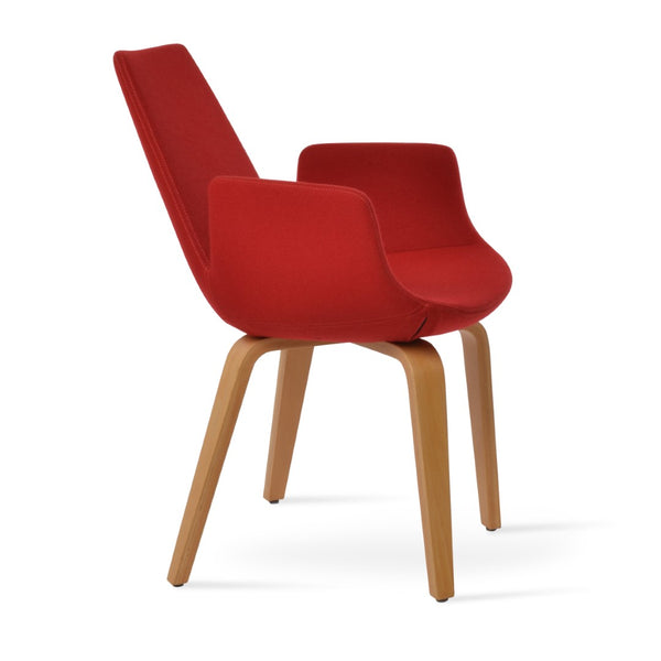 Soho Concept Eiffel Arm Wood Counter & Bar Dining Chair - Solid Wood, Wool Upholstery, 10-year Guarantee, Dark Grey Natural,Red  Soho-concept-dining-chair-02829