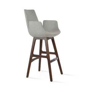 Soho Concept Eiffel Arm Barstools & Counterstools With Premium Wool Fabric - Customizable Walnut Finish Options Walnut,Silver  Soho-concept-dining-chair-06756