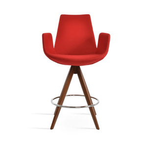 Soho Concept Eiffel Arm Barstools & Counterstools - Stylish Wool Fabric, Solid Wood Base, 10-year Guarantee! Walnut,Red  Soho-concept-dining-chair-08209