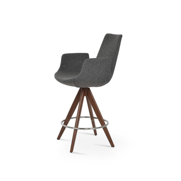 Soho Concept Eiffel Arm Barstools & Counterstools - Stylish Wool Fabric, Solid Wood Base, 10-year Guarantee! Walnut,Dark Grey  Soho-concept-dining-chair-08205