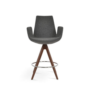 Soho Concept Eiffel Arm Barstools & Counterstools - Stylish Wool Fabric, Solid Wood Base, 10-year Guarantee! Walnut,Dark Grey  Soho-concept-dining-chair-06757
