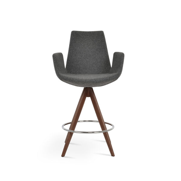Soho Concept Eiffel Arm Barstools & Counterstools - Stylish Wool Fabric, Solid Wood Base, 10-year Guarantee! Walnut,Dark Grey  Soho-concept-dining-chair-06757