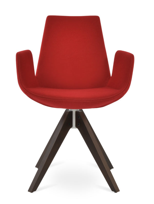 Soho Concept Eiffel Arm Pr-wood Dining Chair In Camira Blazer Wool Fabric With 10-year Guarantee & Comfort Design Walnut,Red  Soho-concept-dining-chair-02834