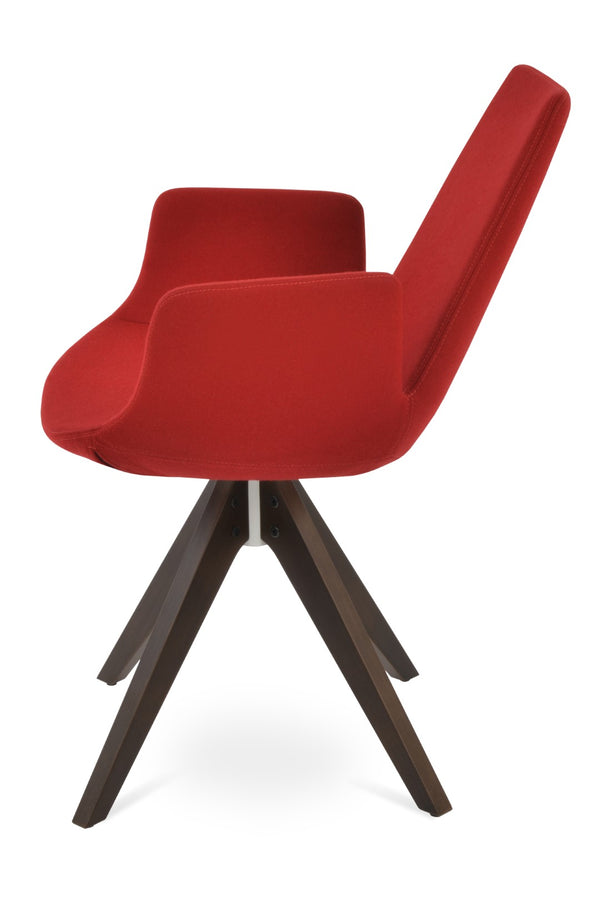 Soho Concept Eiffel Arm Pr-wood Dining Chair In Camira Blazer Wool Fabric With 10-year Guarantee & Comfort Design Walnut,Red  Soho-concept-dining-chair-02834