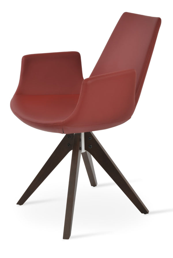 Soho Concept Eiffel Arm Pr-wood Dining Chair - Stylish Upholstered Seating In Premium Fabrics With 10-year Warranty Walnut,Red  Soho-concept-dining-chair-02836