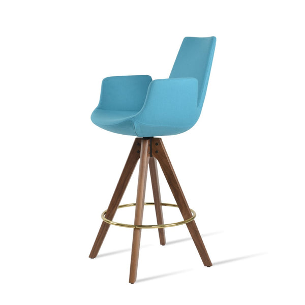 Soho Concept Eiffel Arm Barstools & Counterstools - Stylish Wool Fabric, Solid Wood Base, 10-year Guarantee! Walnut,Turquoise  Soho-concept-dining-chair-08207