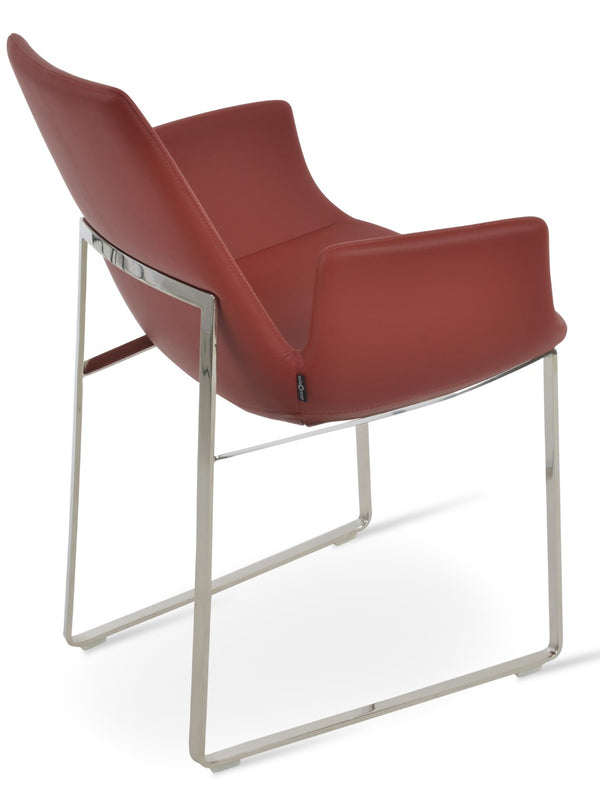 Soho Concept Eiffel Arm Wire Counter & Bar Dining Chair - Chic Boucle, Velvet, Nubuck Fabrics, 10-year Guarantee! Chrome,Red  Soho-concept-dining-chair-02856