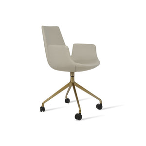 Soho Concept Eiffel Arm Office Chair With Adjustable Height, Premium Leatherette, And 2-year Guarantee – Limited Stock! Light Grey,Brass  Soho-concept-dining-chair-02868