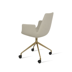 Soho Concept Eiffel Arm Office Chair With Adjustable Height, Premium Leatherette, And 2-year Guarantee – Limited Stock! Light Grey,Brass  Soho-concept-dining-chair-02869
