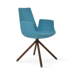 Soho Concept Eiffel Arm Pr-wood Dining Chair In Camira Blazer Wool Fabric With 10-year Guarantee & Comfort Design Walnut,Turquoise  Soho-concept-dining-chair-02912