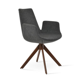 Soho Concept Eiffel Arm Pr-wood Dining Chair In Camira Blazer Wool Fabric With 10-year Guarantee & Comfort Design Walnut,Dark Grey  Soho-concept-dining-chair-02926