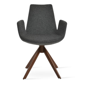 Soho Concept Eiffel Arm Pr-wood Dining Chair In Camira Blazer Wool Fabric With 10-year Guarantee & Comfort Design Walnut,Dark Grey  Soho-concept-dining-chair-02926