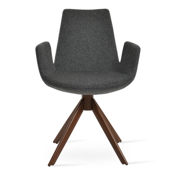 Soho Concept Eiffel Arm Pr-wood Dining Chair In Camira Blazer Wool Fabric With 10-year Guarantee & Comfort Design Walnut,Dark Grey  Soho-concept-dining-chair-02926