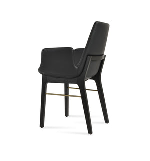 Soho Concept Eiffel Arm Wood Bar & Counter Stool - Premium Leatherette, Solid Wood, Stylish & Durable Design Ash,Brass,Black  Soho-concept-dining-chair-02961