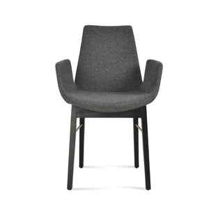 Soho Concept Eiffel Arm Wood Counter & Bar Dining Chair - Solid Wood, Wool Upholstery, 10-year Guarantee, Dark Grey Ash,Black,Brass,Dark Grey  Soho-concept-dining-chair-02957