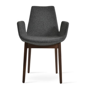 Soho Concept Eiffel Arm Wood Counter & Bar Dining Chair - Solid Wood, Wool Upholstery, 10-year Guarantee, Dark Grey Walnut,Dark Grey  Soho-concept-dining-chair-02733