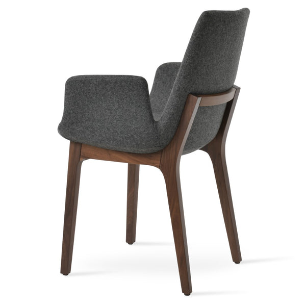 Soho Concept Eiffel Arm Wood Counter & Bar Dining Chair - Solid Wood, Wool Upholstery, 10-year Guarantee, Dark Grey Walnut,Dark Grey  Soho-concept-dining-chair-02733