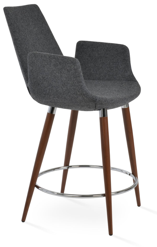 Soho Concept Eiffel Arm Barstools & Counterstools - Stylish Wool Fabric With 10-year Guarantee, Elegant Colors! Walnut,Dark Grey  Soho-concept-dining-chair-08155