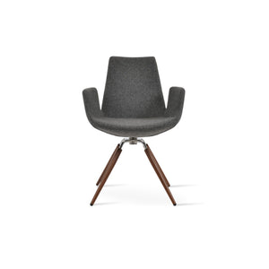 Soho Concept Eiffel Arm Pr-wood Dining Chair In Camira Blazer Wool Fabric With 10-year Guarantee & Comfort Design Dark Grey,Walnut  Soho-concept-dining-chair-02751