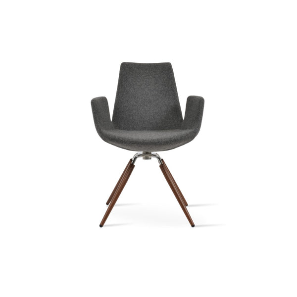 Soho Concept Eiffel Arm Pr-wood Dining Chair In Camira Blazer Wool Fabric With 10-year Guarantee & Comfort Design Dark Grey,Walnut  Soho-concept-dining-chair-02751