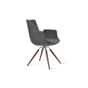 Soho Concept Eiffel Arm Pr-wood Dining Chair In Camira Blazer Wool Fabric With 10-year Guarantee & Comfort Design Dark Grey,Walnut  Soho-concept-dining-chair-02751