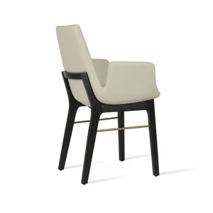 Soho Concept Eiffel Arm Wood Counter & Bar Dining Chair - Solid Wood, Wool Upholstery, 10-year Guarantee, Dark Grey Ash,Brass,Light Grey  Soho-concept-dining-chair-02797
