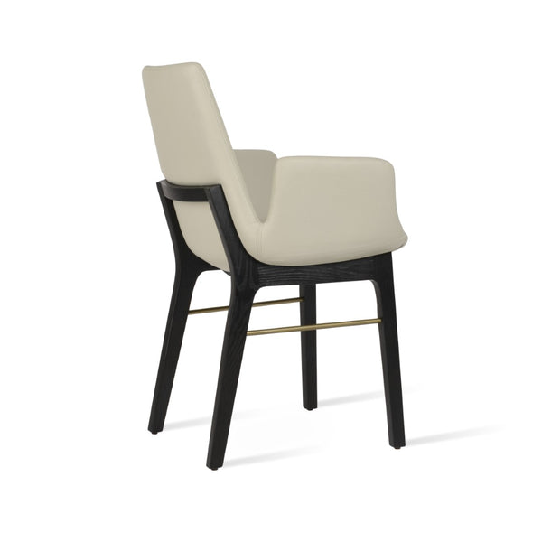 Soho Concept Eiffel Arm Wood Counter & Bar Dining Chair - Solid Wood, Wool Upholstery, 10-year Guarantee, Dark Grey Ash,Brass,Light Grey  Soho-concept-dining-chair-02797