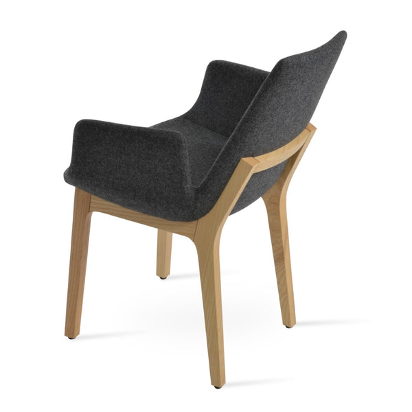 Soho Concept Eiffel Arm Wood Counter & Bar Dining Chair - Solid Wood, Wool Upholstery, 10-year Guarantee, Dark Grey Natural,Ash,Dark Grey  Soho-concept-dining-chair-02825