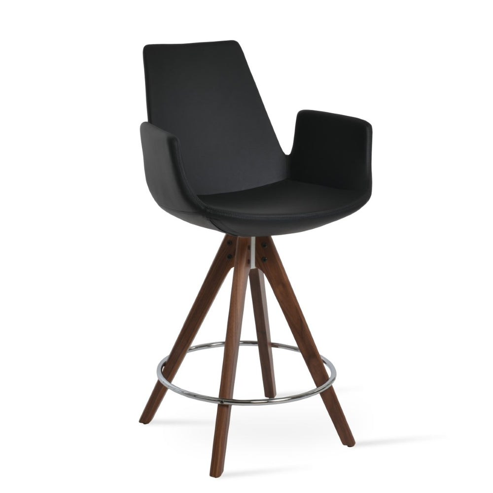 Soho Concept Eiffel Arm Barstools & Counterstools - Stylish Swivel Design, Soft Leatherette, 2-year Guarantee! Walnut,Black  Soho-concept-dining-chair-09803