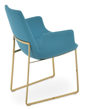 Soho Concept Eiffel Arm Wire Counter & Bar Chair - Stylish Wool Fabric, 10-year Guarantee, Modern Design, Dark Grey Gold,Turquoise  Soho-concept-dining-chair-02860