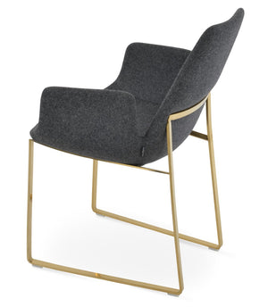 Soho Concept Eiffel Arm Wire Counter & Bar Chair - Stylish Wool Fabric, 10-year Guarantee, Modern Design, Dark Grey Gold,Dark Grey  Soho-concept-dining-chair-02858