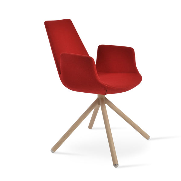 Soho Concept Eiffel Arm Pr-wood Dining Chair In Camira Blazer Wool Fabric With 10-year Guarantee & Comfort Design Natural,Red  Soho-concept-dining-chair-02909