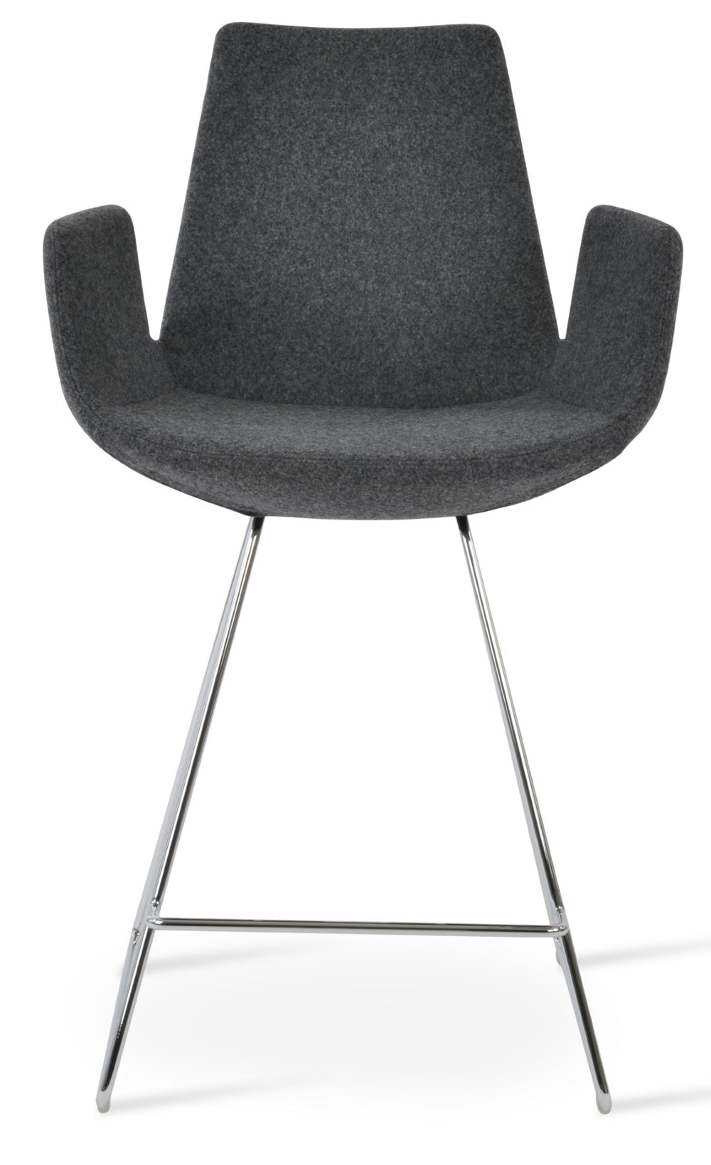 Soho Concept Eiffel Arm Barstools & Counterstools - Stylish Wool Fabric, Chrome Finish, 10-year Warranty, Versatile Design Chrome,Dark Grey  Soho-concept-dining-chair-06749