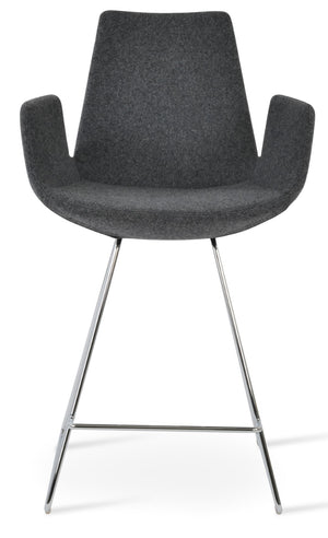 Soho Concept Eiffel Arm Barstools & Counterstools - Stylish Wool Fabric, Chrome Finish, 10-year Warranty, Versatile Design Chrome,Dark Grey  Soho-concept-dining-chair-06749