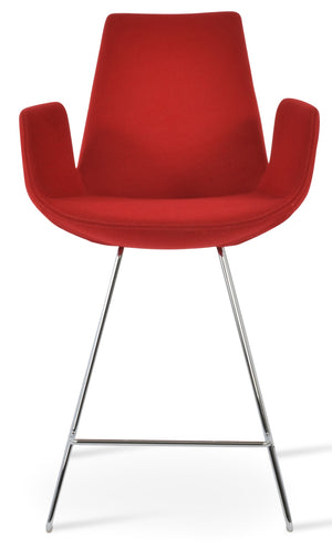 Soho Concept Eiffel Arm Barstools & Counterstools - Stylish Wool Fabric, Chrome Finish, 10-year Warranty, Versatile Design Chrome,Red  Soho-concept-dining-chair-08190