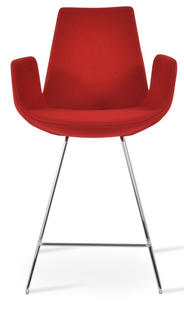 Soho Concept Eiffel Arm Barstools & Counterstools - Stylish Wool Fabric, Chrome Finish, 10-year Warranty, Versatile Design Chrome,Red  Soho-concept-dining-chair-08190
