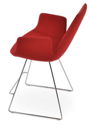 Soho Concept Eiffel Arm Barstools & Counterstools - Stylish Wool Fabric, Chrome Finish, 10-year Warranty, Versatile Design Chrome,Red  Soho-concept-dining-chair-06751