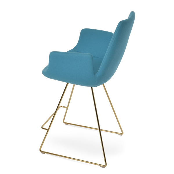 Soho Concept Eiffel Arm Barstools & Counterstools - Stylish Wool Fabric, Chrome Finish, 10-year Warranty, Versatile Design Gold,Turquoise  Soho-concept-dining-chair-06752