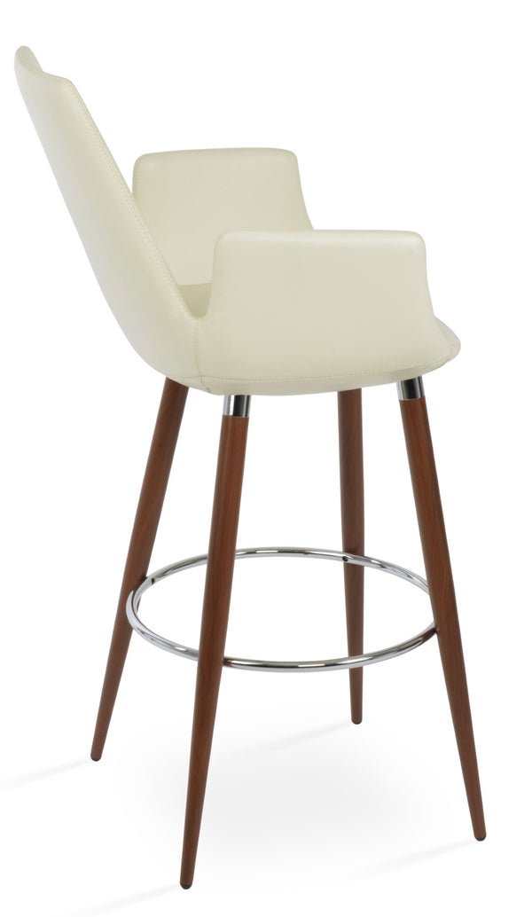 Soho Concept Eiffel Arm Ana Counter & Barstools - Stylish Boucle Fabric, Genuine Leather & 10-year Guarantee! Walnut,Cream  Soho-concept-dining-chair-08142