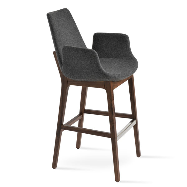 Soho Concept Eiffel Arm Barstools & Counterstools - Premium Wool Fabric, 10-year Guarantee & Stylish Finishes Walnut,Dark Grey  Soho-concept-dining-chair-08145