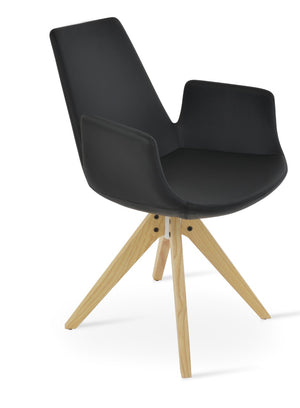 Soho Concept Eiffel Arm Pyramid Dining Chair - Premium Leatherette, Solid Wood Base, 2-year Guarantee, Stylish Design Natural,Ash,Black  Soho-concept-dining-chair-02842